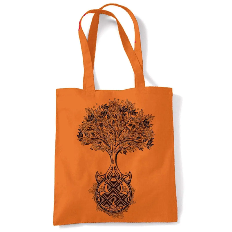 Celtic Spiral Tree of Life Large Print Tote Shoulder Shopping Bag