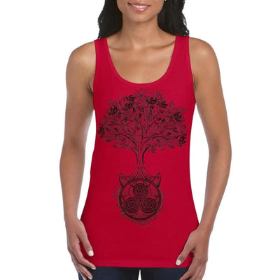 Celtic Spiral Tree of Life Large Print Women's Vest Tank Top M / Red