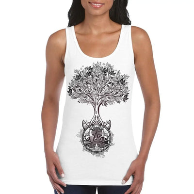 Celtic Spiral Tree of Life Large Print Women's Vest Tank Top M / White