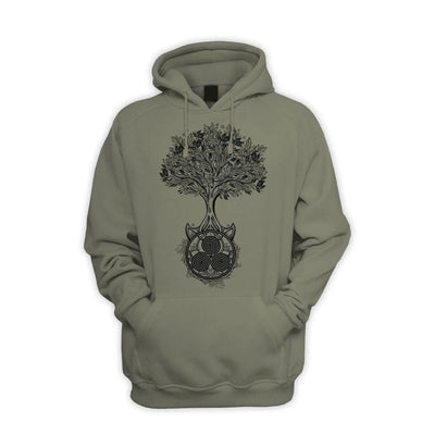 Celtic Spiral Tree of Life Men's Pouch Pocket Hoodie Hooded Sweatshirt S / Khaki