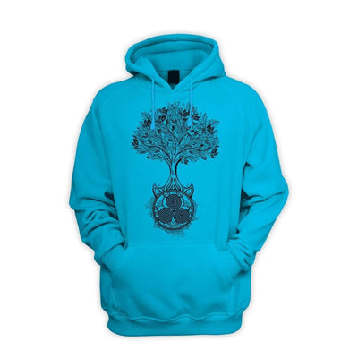 Celtic Spiral Tree of Life Men's Pouch Pocket Hoodie Hooded Sweatshirt S / Sapphire Blue