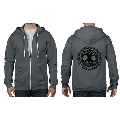 Celtic Tree Of Life Full Zip Hoodie 3XL / Charcoal