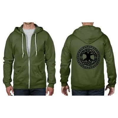 Celtic Tree Of Life Full Zip Hoodie 3XL / City Green