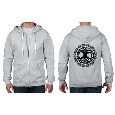 Celtic Tree Of Life Full Zip Hoodie 3XL / Heather Grey