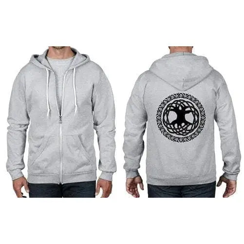 Celtic Tree Of Life Full Zip Hoodie 3XL / Heather Grey