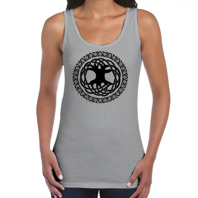 Celtic Tree Of Life Women's Tank Vest Top M / Light Grey