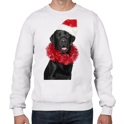 Christmas Black Labrador with Santa Hat Men's Sweatshirt Jumper L
