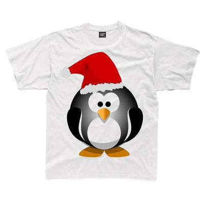 Christmas Cartoon Penguin with Santa Hat Childrens Kids T-Shirt 11-12