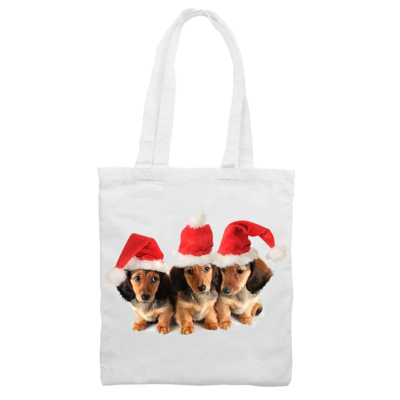 Christmas Dachshund Puppies Tote Shoulder Shopping Bag