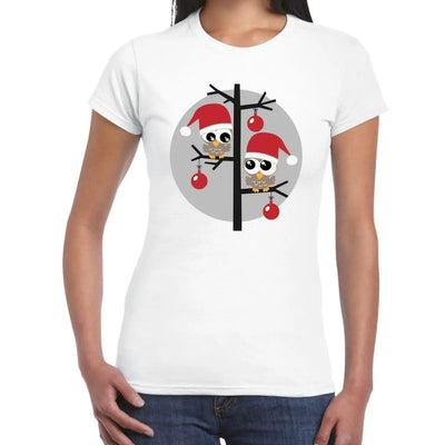 Christmas Owls with Santa Hats Women's T-Shirt XXL