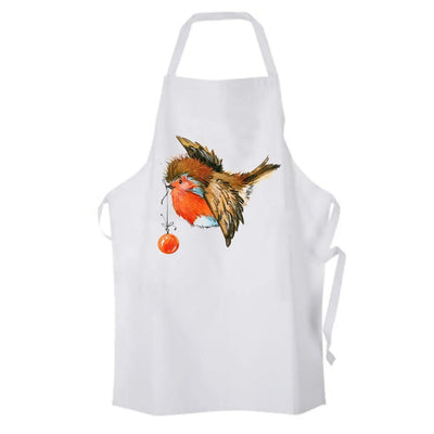 Christmas Robin With Bauble Cute Chef's Kitchen Apron