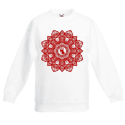 Christmas Stocking Mandala Childrens Kids Sweatshirt Jumper 3-4 / White