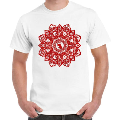 Christmas Stocking Mandala Men's T-Shirt 3XL / White