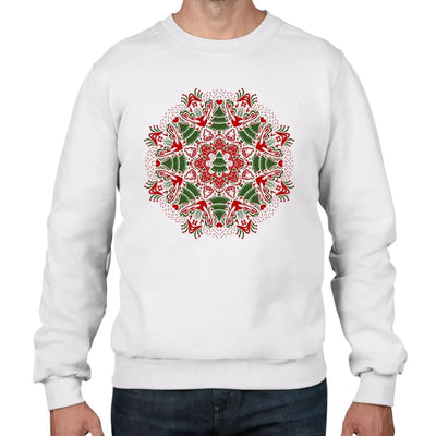 Christmas Tree Mandala Men's Sweatshirt Jumper M / White