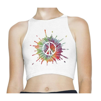 CND Peace Symbol Psychedelic Sleeveless High Neck Crop Top XS / White