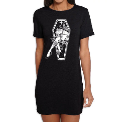 Coffin Tattoo Women's Short Sleeve T-Shirt Dress L