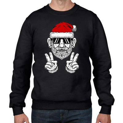 Cool Hipster Santa Hat Christmas Men's Sweatshirt Jumper M / Black