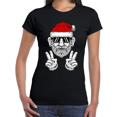 Cool Hipster Santa Hat Christmas Women's T-Shirt XL / Black