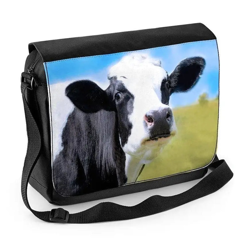 Cow Face Close Up Laptop Messenger Bag