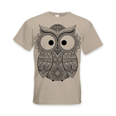 Cross Eyed Owl Large Print Men's T-Shirt XXL / Khaki