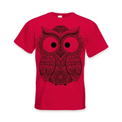Cross Eyed Owl Large Print Men's T-Shirt XXL / Red