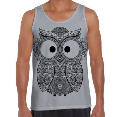 Cross Eyed Owl Large Print Men's Vest Tank Top S / Light Grey