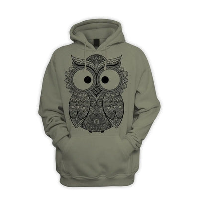 Cross Eyed Owl Men's Pouch Pocket Hoodie Hooded Sweatshirt S / Khaki