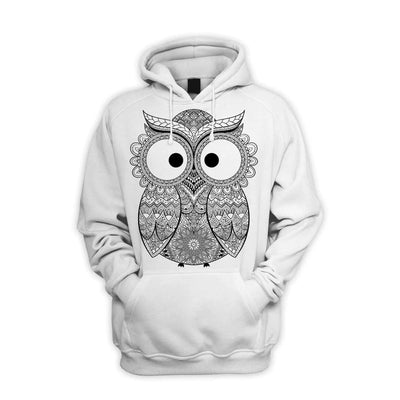 Cross Eyed Owl Men's Pouch Pocket Hoodie Hooded Sweatshirt S / White