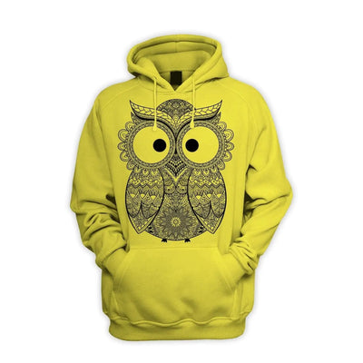 Cross Eyed Owl Men's Pouch Pocket Hoodie Hooded Sweatshirt S / Yellow