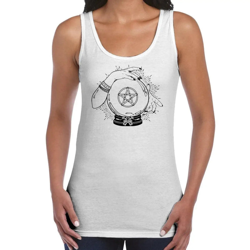 Crystal Ball Witch Pentagram Design Tattoo Hipster Large Print Women&