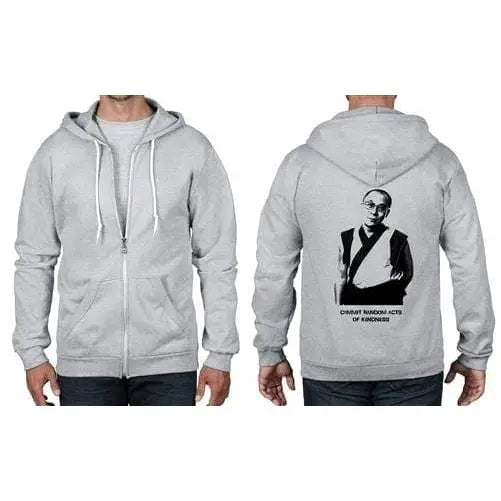 Dalai Lama Acts Of Kindness Full Zip Hoodie S / Heather Grey