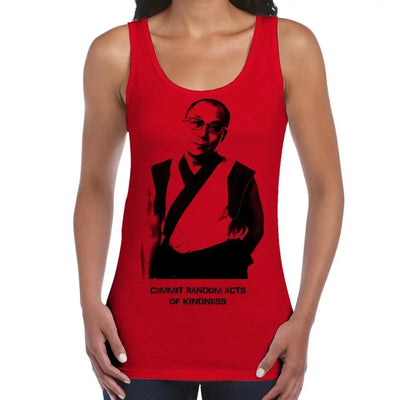 Dalai Lama Random Acts Of Kindness Buddhist Women's Tank Vest Top M / Red