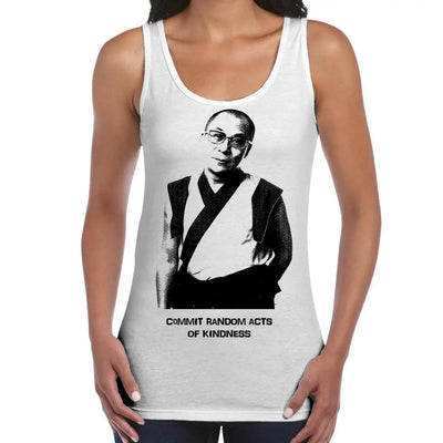 Dalai Lama Random Acts Of Kindness Buddhist Women's Tank Vest Top M / White