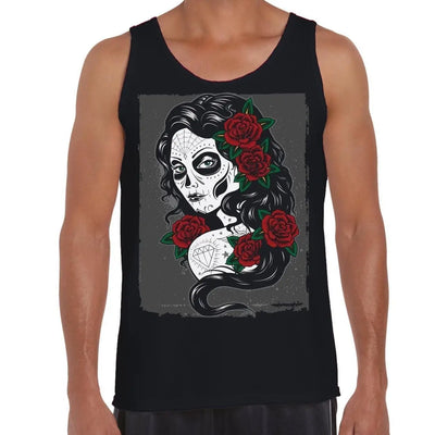 Day Of The Dead Sugar Skull Tattoo Girl Men's Tank Vest Top S