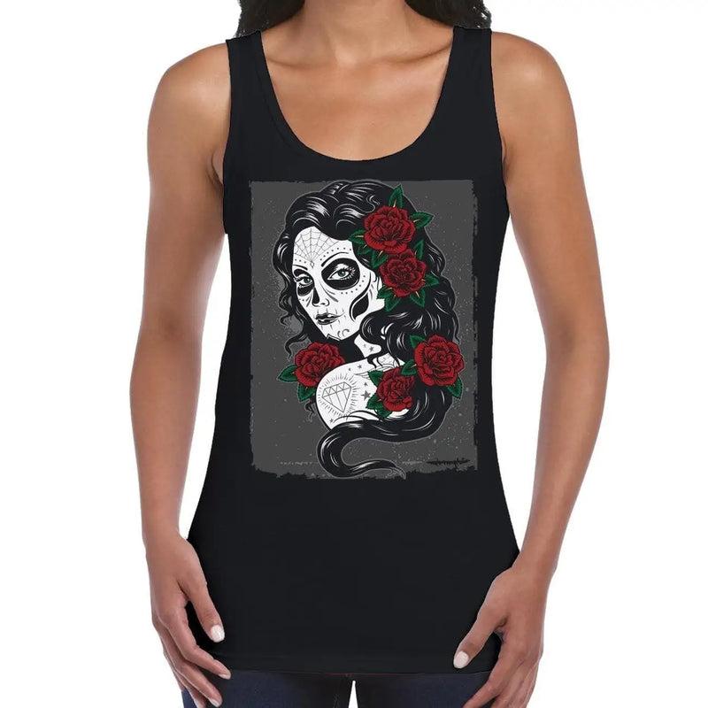 Day Of The Dead Sugar Skull Tattoo Girl Women&