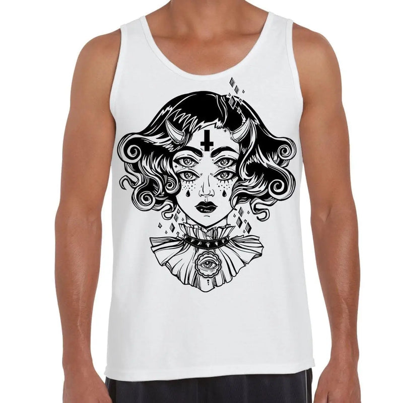 Devil Girl Satanic Cross Tattoo Large Print Men&