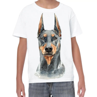 Doberman Pinscher Portrait Cute Dog Lovers Gift Kids T-Shirt