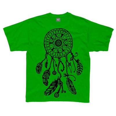 Dreamcatcher Native American Hipster Large Print Kids Children's T-Shirt 7-8 / Kelly Green