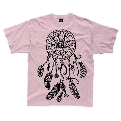 Dreamcatcher Native American Hipster Large Print Kids Children's T-Shirt 7-8 / Pink