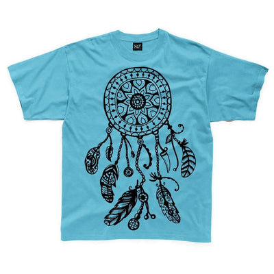Dreamcatcher Native American Hipster Large Print Kids Children's T-Shirt 7-8 / Sapphire Blue