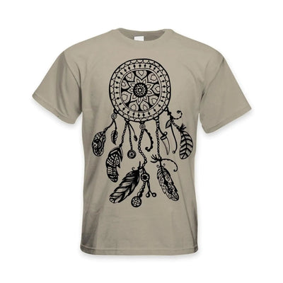 Dreamcatcher Native American Hipster Large Print Men's T-Shirt XL / Khaki