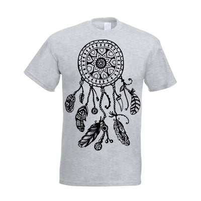 Dreamcatcher Native American Hipster Large Print Men's T-Shirt XL / Light Grey
