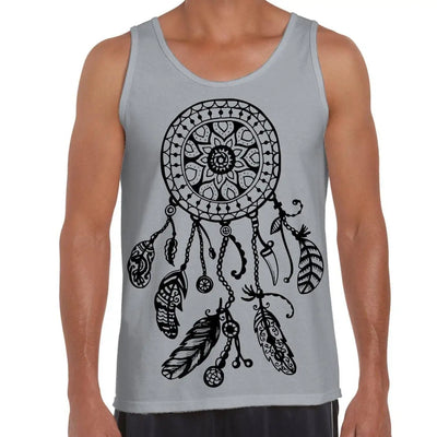 Dreamcatcher Native American Hipster Large Print Men's Vest Tank Top L / Light Grey