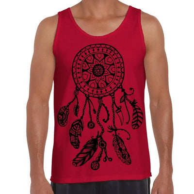 Dreamcatcher Native American Hipster Large Print Men's Vest Tank Top L / Red
