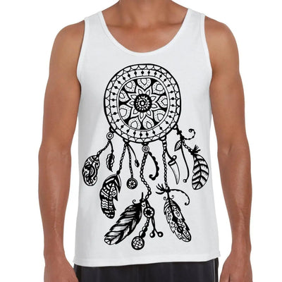 Dreamcatcher Native American Hipster Large Print Men's Vest Tank Top L / White
