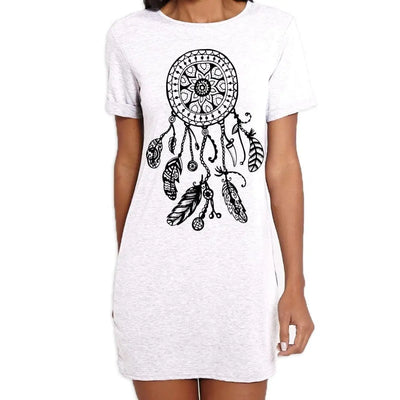 Dreamcatcher Native American Hipster Large Print Women's T-Shirt Dress M