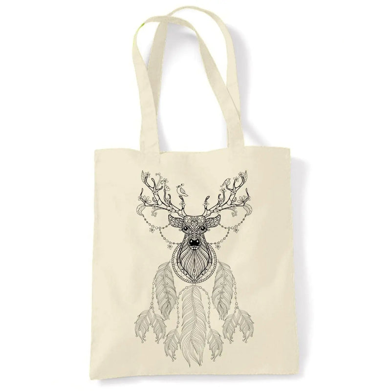 Dreamcatcher With Stags Head Hipster Large Print Tote Shoulder Shopping Bag