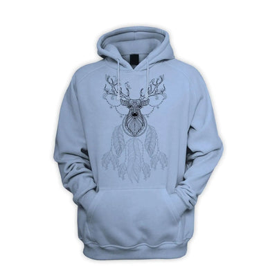 Dreamcatcher With Stags Head Hipster Men's Pouch Pocket Hoodie Hooded Sweatshirt M / Light Blue
