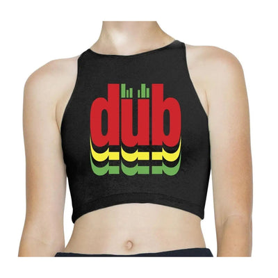 Dub Reggae Logo Sleeveless High Neck Crop Top M / Black