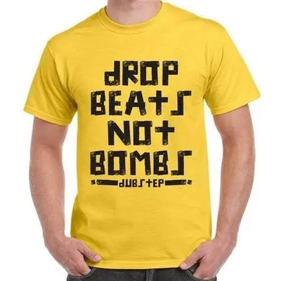 Dubstep Drop Beats Not Bombs Men's T-Shirt XL / Yellow